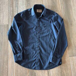 Bykowski Tailor and Garb navy tone on tone men's button down casual shirt Medium